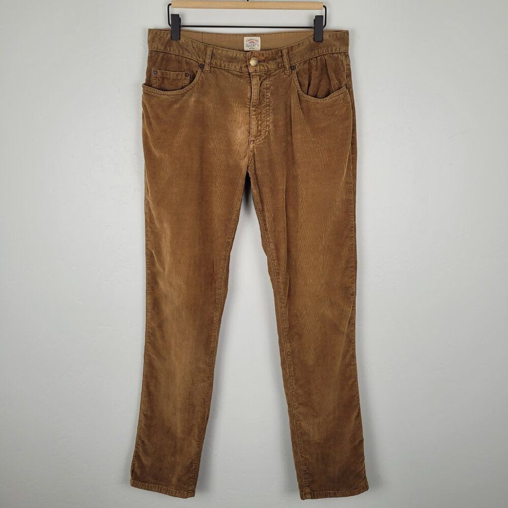 Faherty Size 32x31 Stretch Corduroy 5 pocket Pants In Timber Brown - Picture 2 of 16